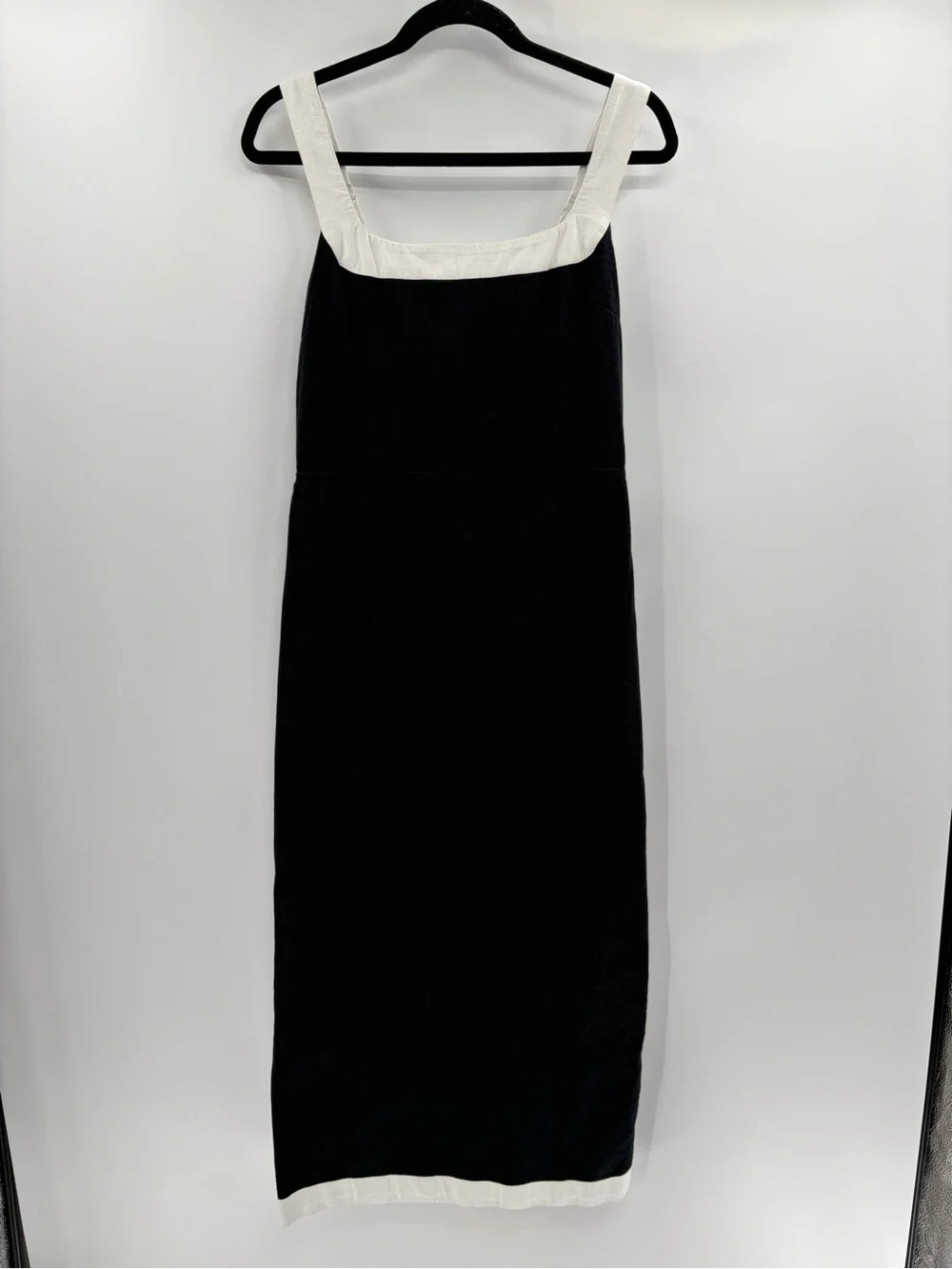 Abercrombie & fitch black white square neck split linen back maxi dress medium